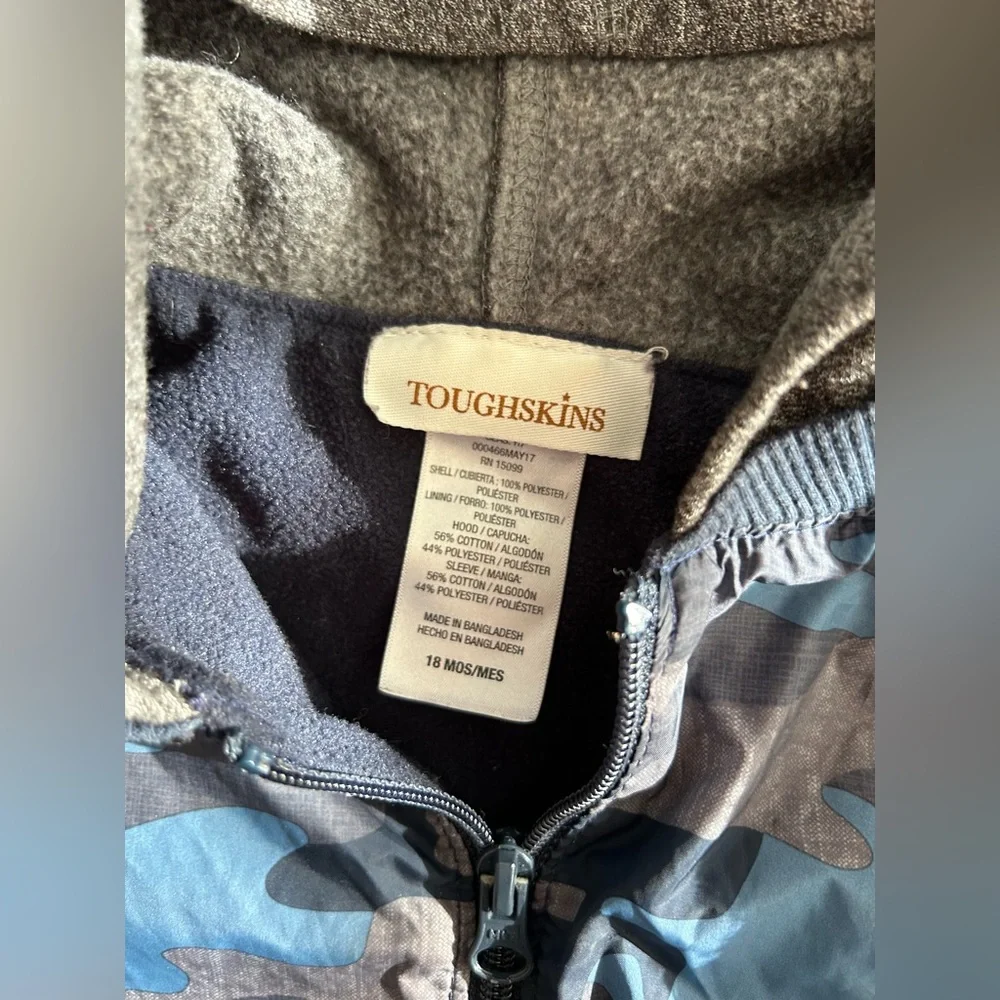 Toughskins Boys Jacket Sz 18 Mo Blue And Gray Camouflage fleece lined